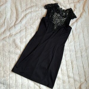 Black Dress - High Lace Neck Line Low Back